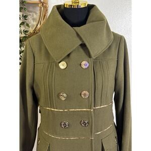 Baby Phat Vintage Olive Wool Peacoat Gold Buttons Y2k Elevated Streetwear RARE